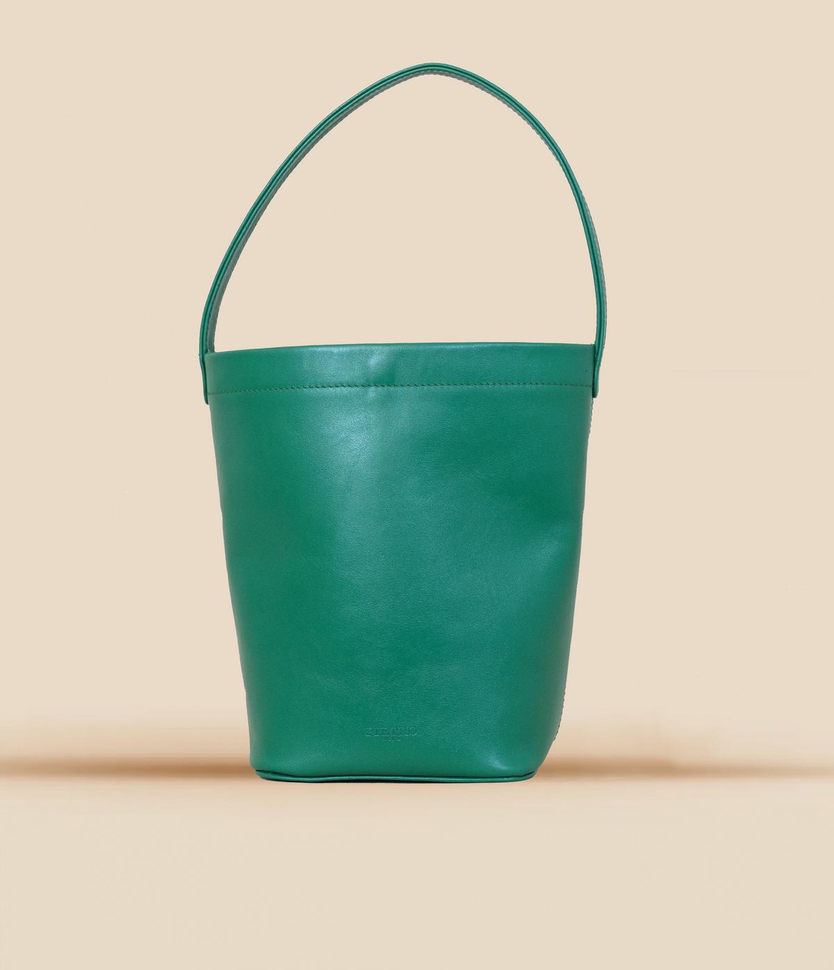 Pietro NYC The Chelsea Mini Emerald Leather Bucket Bag