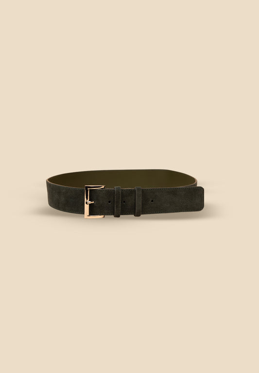 The Reade Belt- Olive Suede