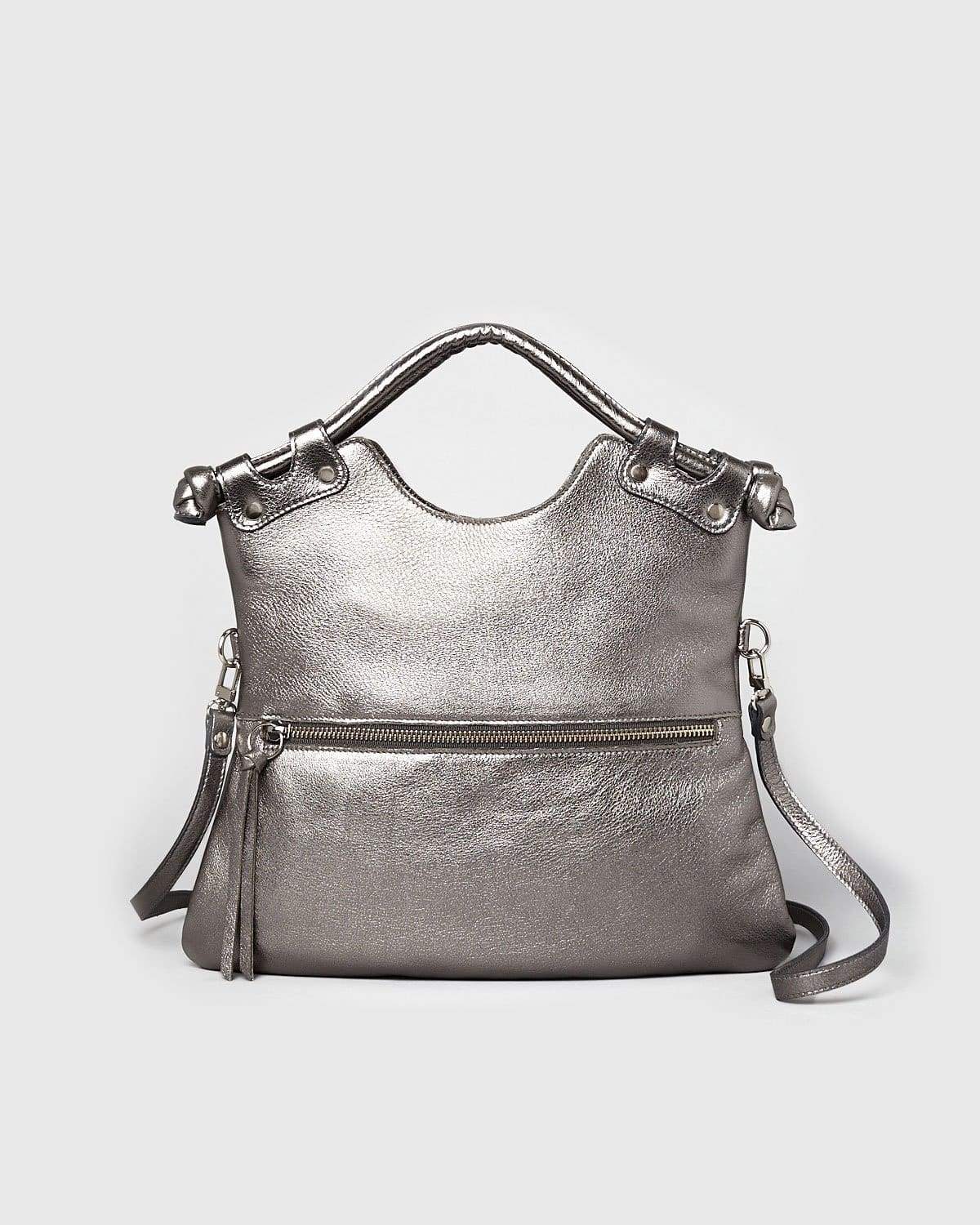 Brooklyn - Gunmetal Metallic Bags | Pietro NYC