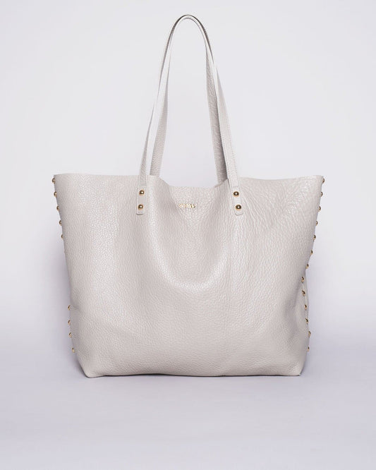 Studded Slouchy Tote - White Bags | Pietro NYC